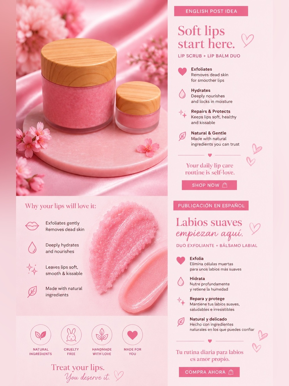 Pink Lip Scrub & Balm Duo